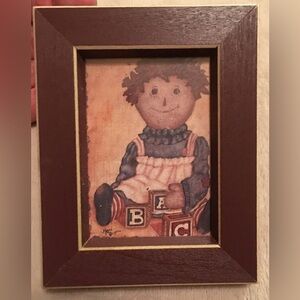 Raggedy Ann Vintage Small Wood Framed Photo Art Print 4.5” H X 3.5” W
